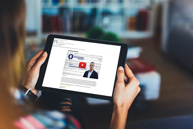 vivoterra newsletter preview on tablet